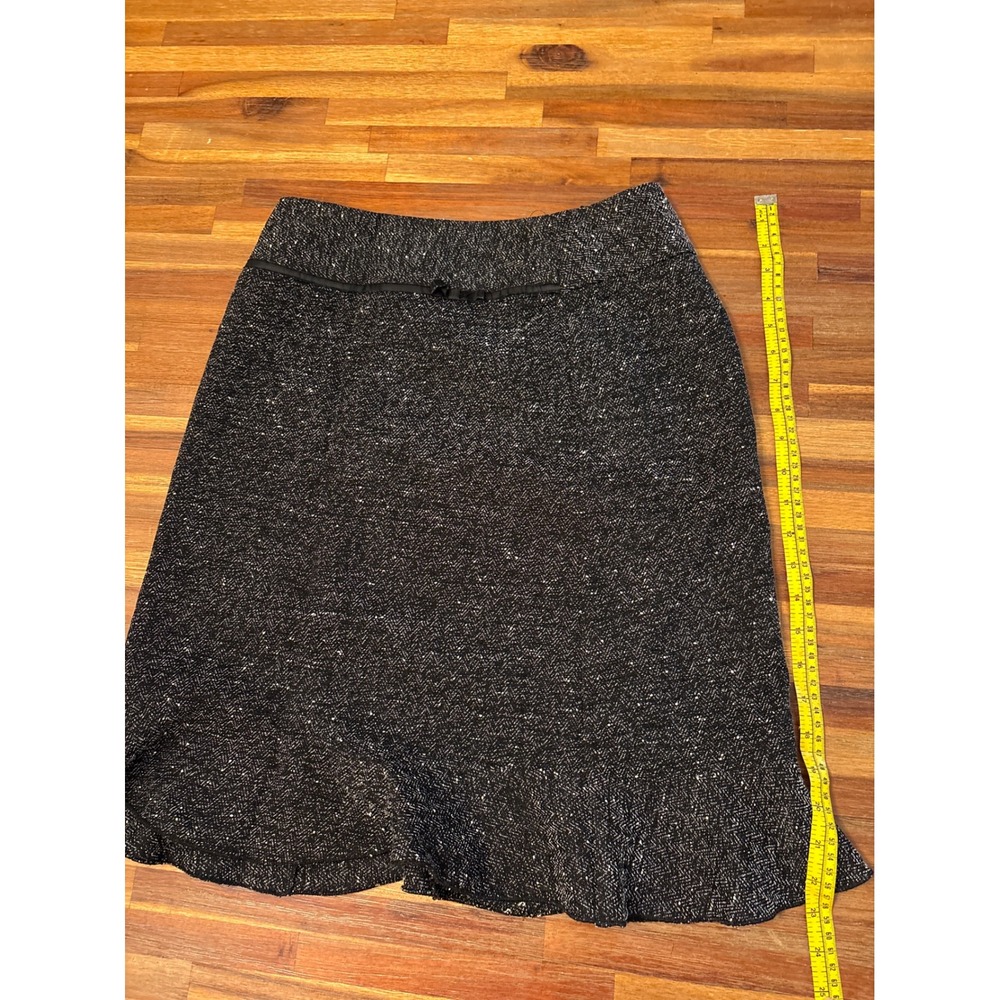 Giorgio Fiorlini Skirt Women 4 Black Excellent Tweed Ruffle Hem Midi Bow Trim